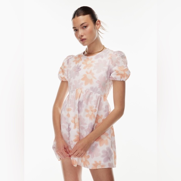 Aritzia Sunday Best Saida Dress White/Poetic Pink Watercolour Floral Print - Picture 1 of 11